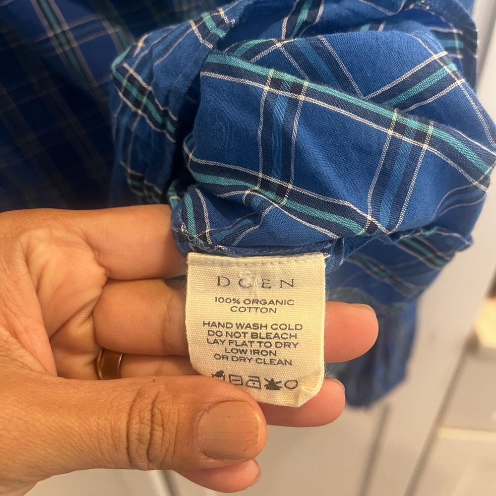 Doen Blue Plaid Button-Up XXL - Picture 4 of 4